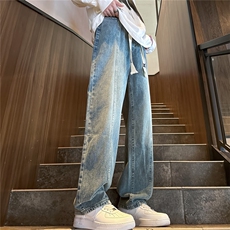 k1039-p45-控68M-5XL大码宽松显瘦港风高阶宽松牛仔裤，男装牛仔裤，星座116