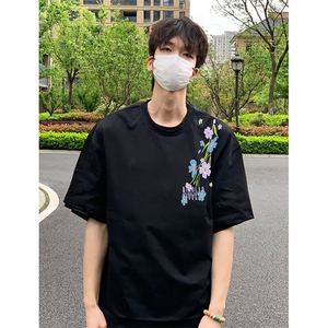 万针全刺绣解构设计260克重磅双纱纯棉高品质美式高街短袖T恤特39图片