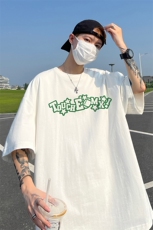 240G重磅美式印花纯棉大码宽松休闲短袖T恤T334-P25控38，男装T恤，电商B219A