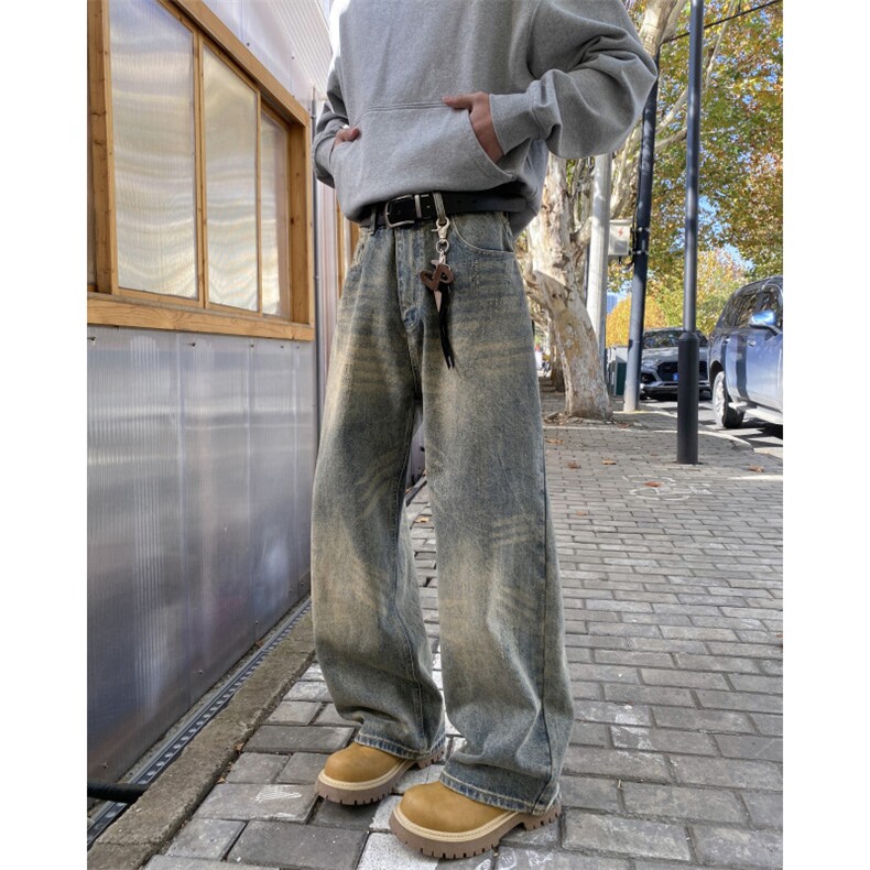 26新款美式高街复古水洗设计感百搭牛仔裤B315-K25645-p55控78,男装牛仔裤,电商B315