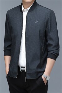 棒球领外套春秋季男装2023年新款商务休闲中年茄克衫男士夹克图片