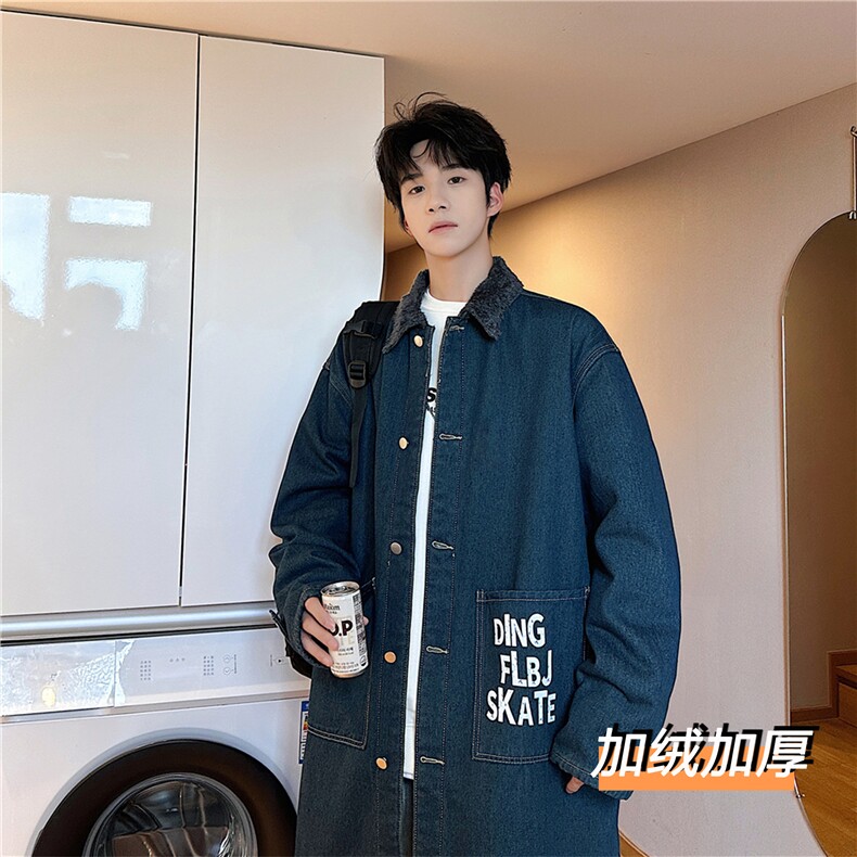 FY5013J-P98限价138M-5XL加绒羊羔绒中性风衣长款大码宽松过膝,男装风衣,星座116