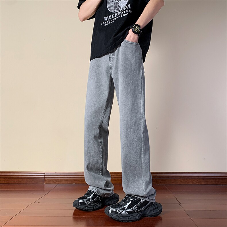 美式复古高弹软牛仔窄筒休闲长裤子牛仔裤灰色K8470-P28【特价】,男装牛仔裤,电商A007