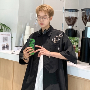 万针刺绣新中式风衬衫梅花刺绣冰丝垂感衬衣C2433-P30图片