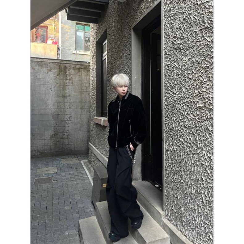 黑爵银线刺绣翻领夹克高级设计外套男,男装夹克,四季星座505