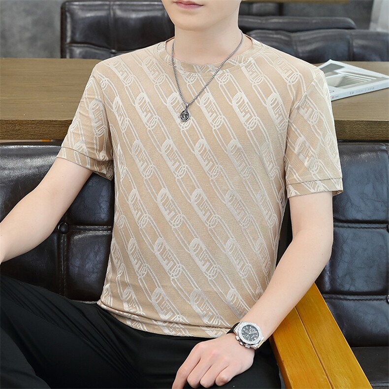 主推不断货男士休闲高品质圆领冰丝透气百搭短恤T恤7817P25,男装T恤,电商B226