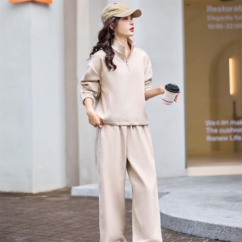 秋冬加绒小个子休闲运动套装女2025年一整套初冬穿搭高级感两件套,女装套装/套裙,凯瑟曼