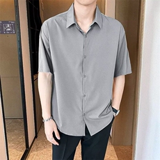 短袖衬衫男夏季新款2025高级感青少年垂感上衣男半袖宽松休闲衬衣，男装T恤，星座506