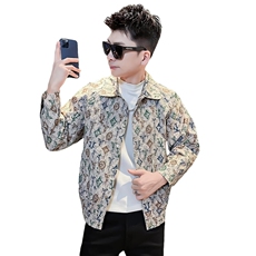 潮牌痞帅轻奢外套男春秋款高级感修身花色夹克衫翻领男装薄款上衣，男装夹克，星座506A