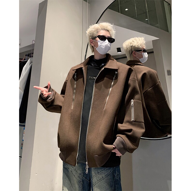 短款呢料呢子大衣 男装2025冬季呢子夹克外套 XZ514-2-F19-P108图片