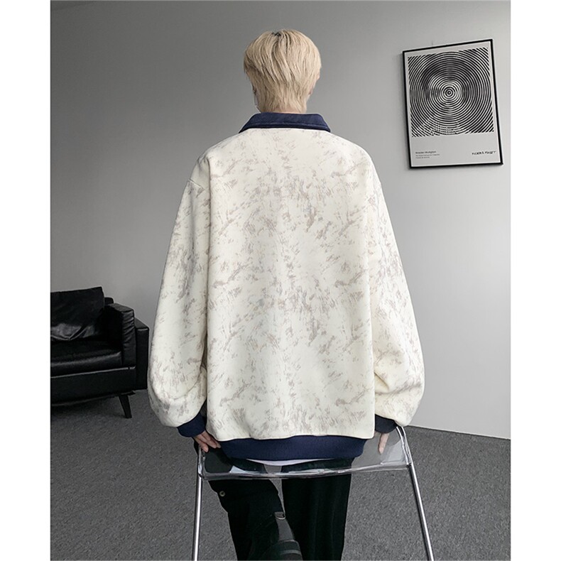 现货WY10159-特P50控88美式复古撞色解构拼接大码男宽松情侣卫衣,男装卫衣,电商A059