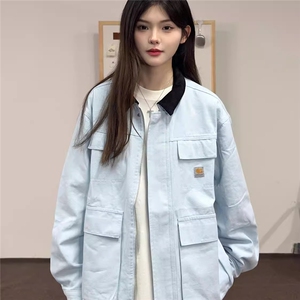 AHCN志存高远)美式覆古撞色多口袋拼接翻领夹克秋季工装外套