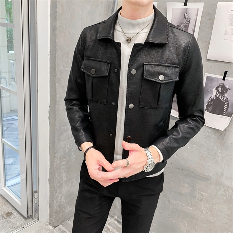 312A-5-X48-P120新款皮衣男韩版立领机车服青年水洗皮夹克b,男装夹克,星座312A-5