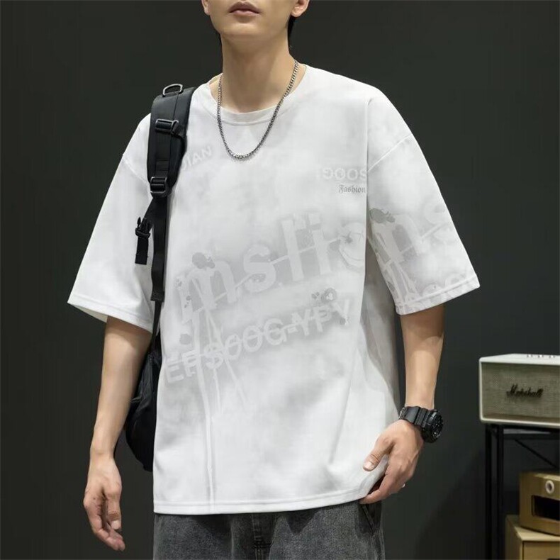 自家图现货夏季新款大码扎染不规则满印宽松休闲T恤JXR8856-P35,男装T恤,星座715-7