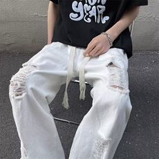 时尚水洗ins新款牛仔裤潮高腰直脚夏潮流长裤拉链男女RK2623-P43，男装牛仔裤，星座412-2