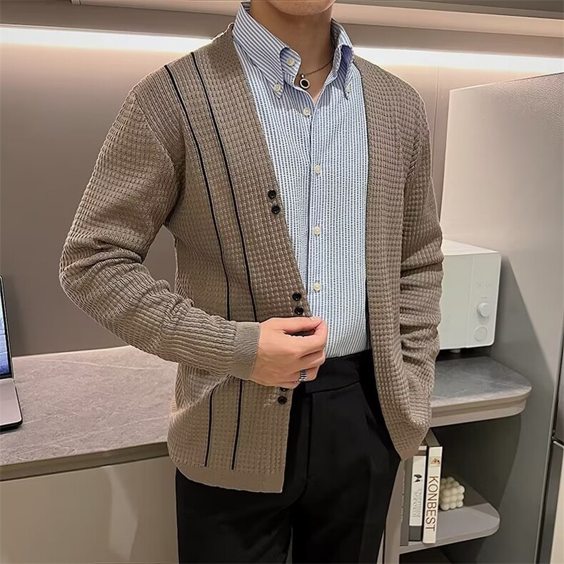 男士针织衫开衫外套春秋季V领修身休闲秋装上衣毛衣男潮M829,男装针织衫/毛衣,星座1116A-2（原606A-1）