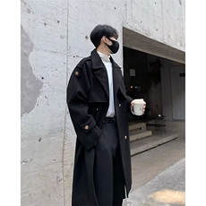 韩版潮流宽松风衣毛呢大衣男秋冬高级感呢子中长款外套W8024-P88，男装风衣，星座512-4