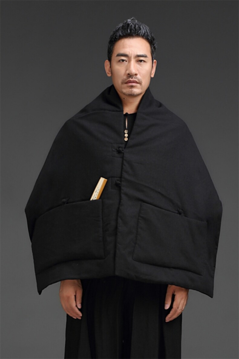 冬季风男士唐装男棉衣复古披肩佛系打坐男女保暖披风8810-P75,男装棉衣,星座1105-3