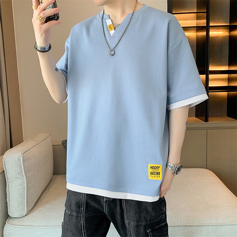 冰氧仿棉短袖店主风夏季T恤休闲百搭假两件男上衣TC3153-P28控48图片