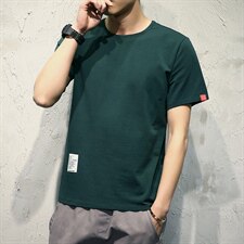 2021夏季新日系灰墙港风纯色休闲莱卡修身短袖T恤T01-特P20，男装T恤，电商A001