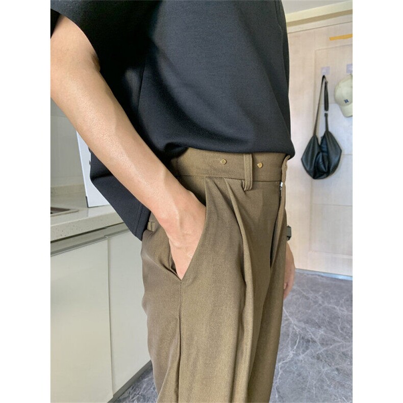 现货（量大价优)~春夏季冰丝垂感显瘦西装休闲微喇长裤K06008P50,男装西裤,星座1004（原星座815-3）