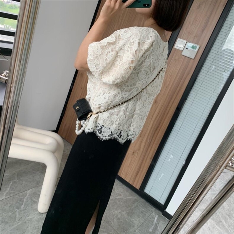夏季两面穿设计感灯笼袖蕾丝上衣（品质优），其它，IPO