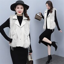 芷墨2021冬新款时尚短款小个子皮草马甲坎肩毛绒加厚保暖外搭背心，女装皮草，芷墨服饰