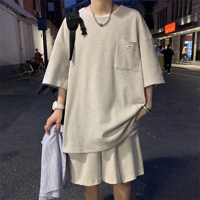 百搭时尚新款原宿男T恤简约日系休闲套装H92P40,男装休闲套装,星座1116-2