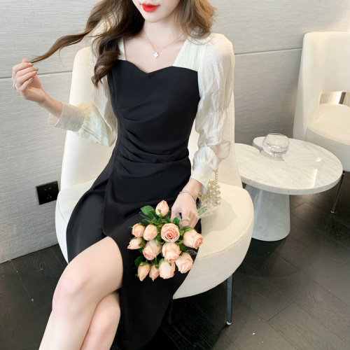 2021秋季气质女神范连衣裙女新款修身包臀显瘦温柔风女装裙子,女装连衣裙,潮品会