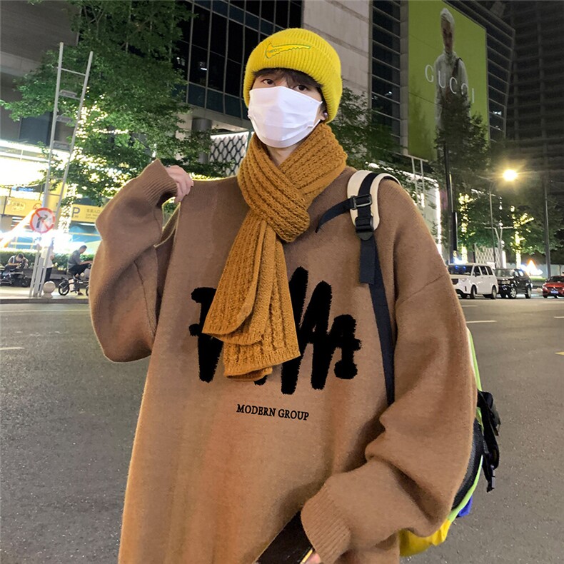 特批港风夜景个性线条印花宽松时尚圆领毛衣TPM6849P45控78,男装针织衫/毛衣,电商A247