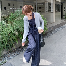 洋气时髦设计感复古格纹套装女2026春夏新款开衫吊带阔腿裤三件套,女装套装/套裙,艾米莉亚,浙宝-网红风 洋气时髦设计感复古格纹套装女2026春夏新款开衫吊带阔腿裤三件套,女装套装/套裙,艾米莉亚,浙宝-网红风