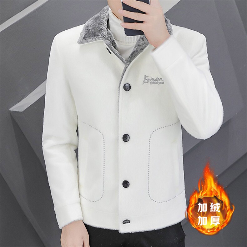 M901-P130秋冬款宽松金貂绒呢子风衣男装加厚短款毛呢刺绣外套,男装风衣,星座507A（原星座306B-2）