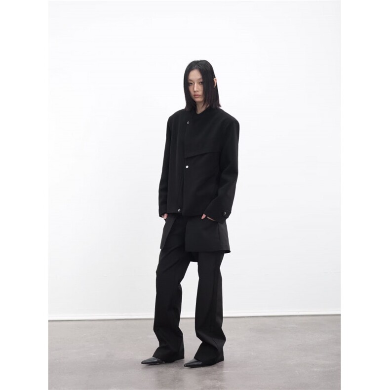 W11045-P78网图现货春新中式立领西服外套解构斜门襟设计感夹克,男装夹克,星座1608