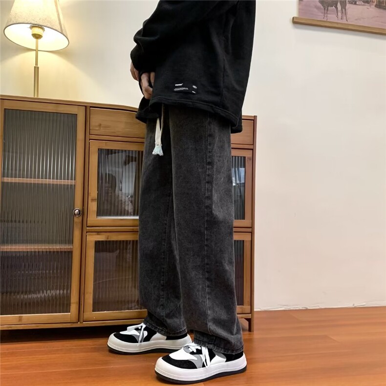 美式直筒牛仔裤子男士春季潮牌痞帅复古高街vibe休闲裤K80188-p43,男装牛仔裤,星座1008
