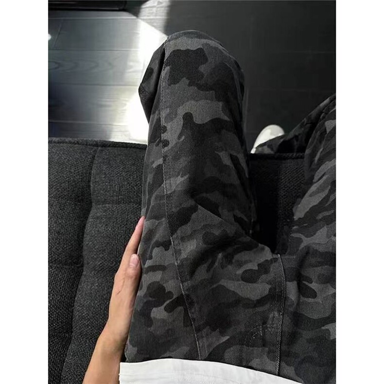 迷彩工装裤男款潮牌美式高街直筒休闲裤子宽松阔腿裤LA4099-P48,男装工装外套,星座1008