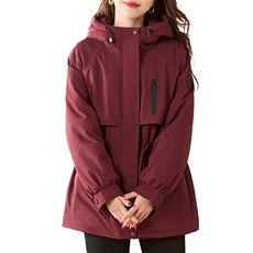 红工装羽绒服女2025冬季新款加厚保暖白鸭绒内胆派克服外套，女装羽绒服，慕咨