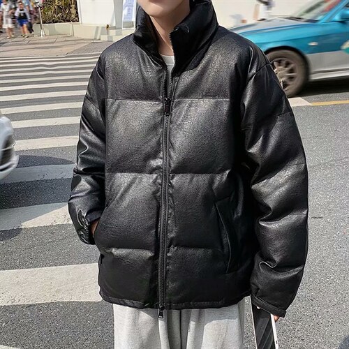 pu皮面包服男士棉衣冬季新款ins潮外套短款加厚棉服棉袄MY001-P90，男装皮衣，星座1008-2