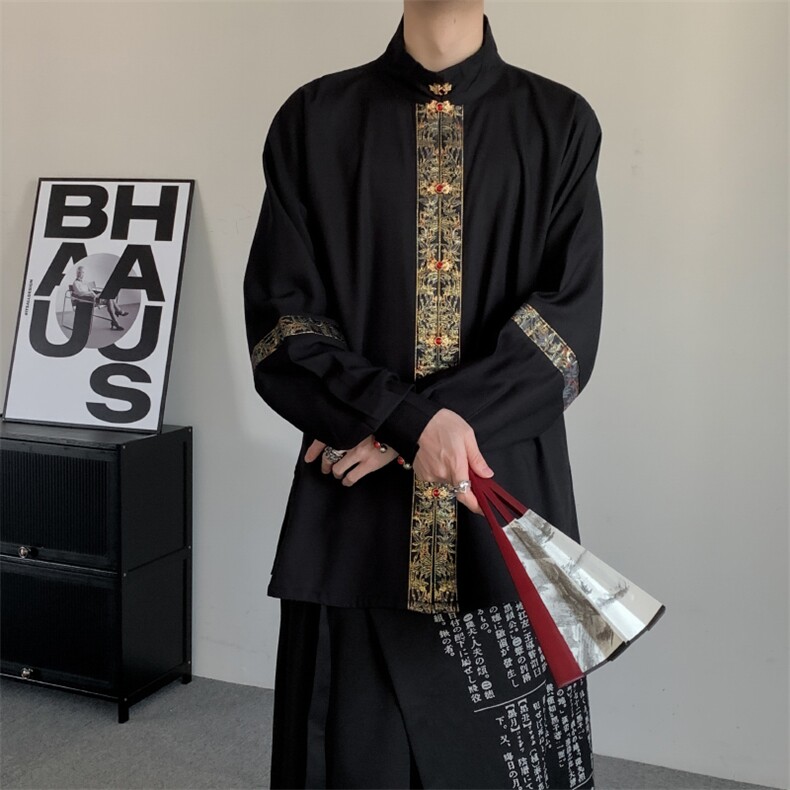 民族服装风大码明制宫廷复古明制汉服大码长衫唐宋朝衬衫大码,男装衬衫,星座909