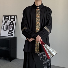 民族服装风大码明制宫廷复古明制汉服大码长衫唐宋朝衬衫大码，男装衬衫，星座909