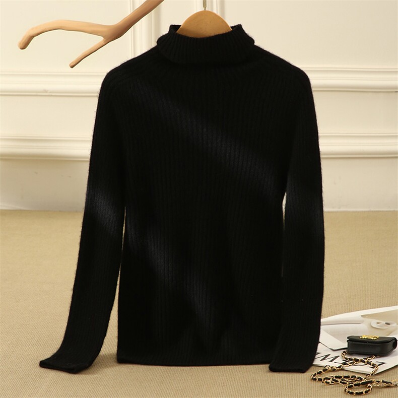2025春秋新款羊绒衫女100纯羊绒套头加厚内搭上衣保暖纯色针织衫，女装羊绒衫，博友羊绒