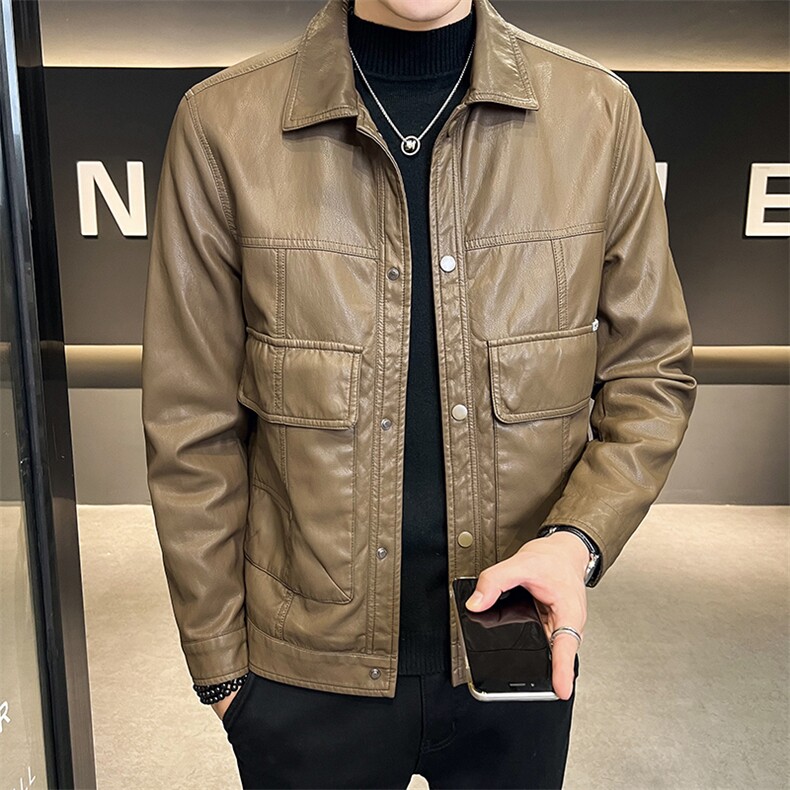 皮衣男秋季2025新款休闲男士潮牌帅气机车外套A313-6828-P135,男装皮衣,电商A313