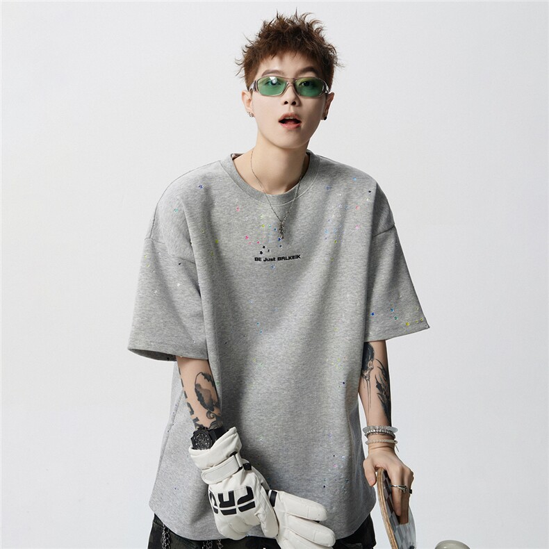 重磅280G夏季短袖烧花工艺D329-QM901-P45-控68，男装T恤，电商D329