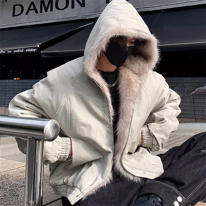 现货高品质美式高街冬季重磅硬挺短款座山雕毛领棉衣男女加厚外套，男装棉衣，电商A443