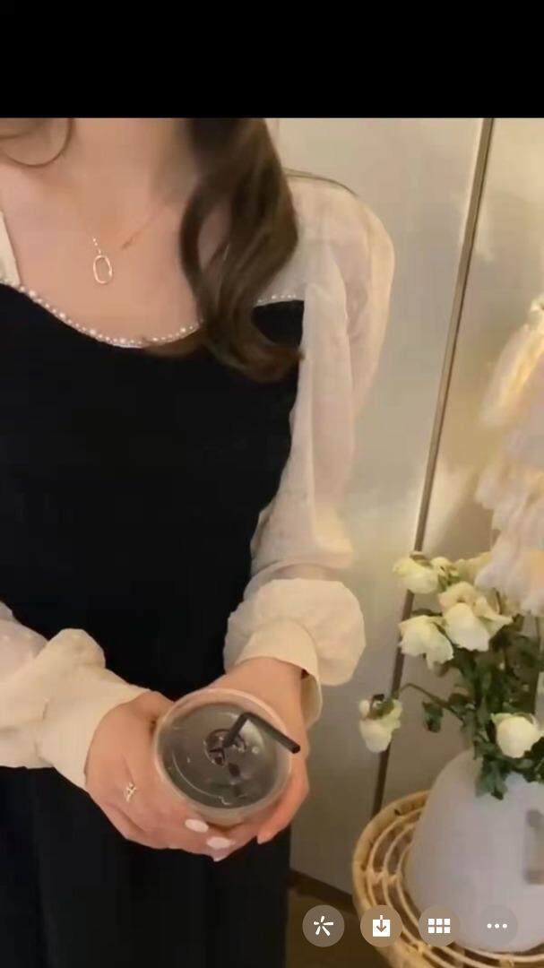 前襟珍珠压花连衣裙，女装连衣裙，DIDI&KOKO(3F)