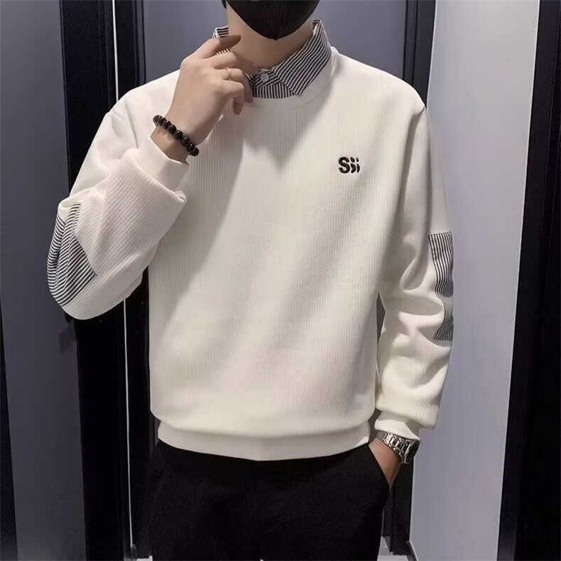 网图现货假两件刺绣潮宽松套头时尚潮流青少年卫衣RT515-P50,男装卫衣,星座1005-4