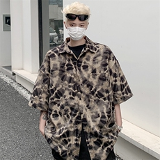 CS6002-特35控58抖音品夏季美式高街豹纹冰丝短袖男潮流花衬衫，男装T恤，电商A058-1（原电商C417）