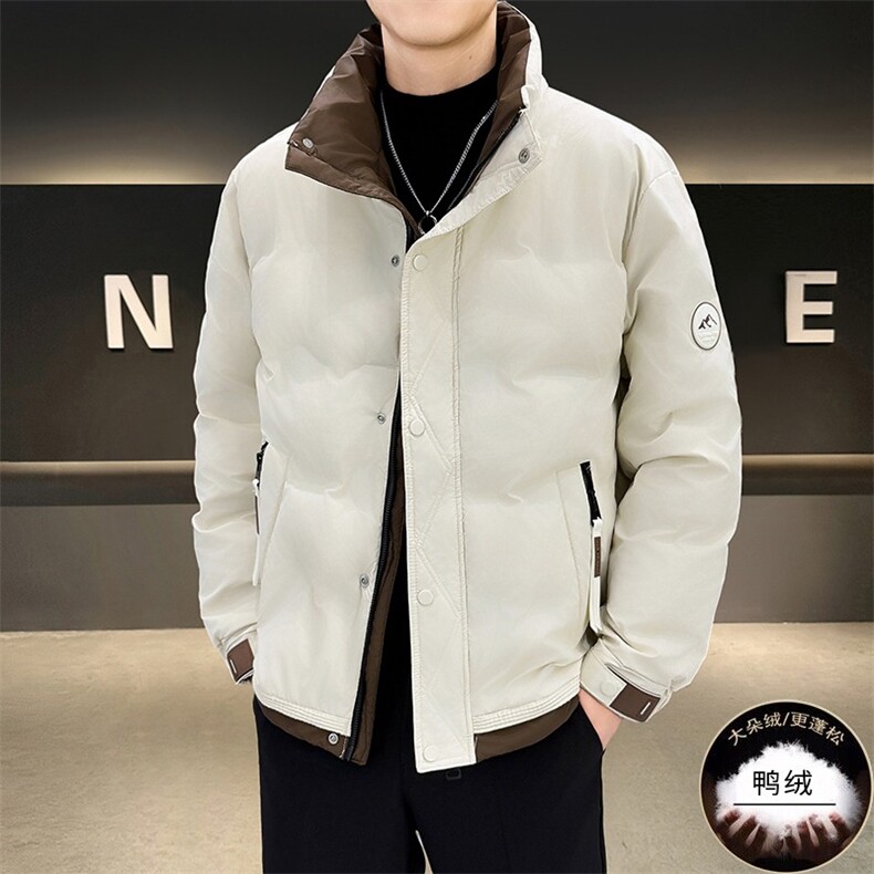 现货2026新款男士立领羽绒服拼色冬季短款外套，男装羽绒服，星座1602（原101B）