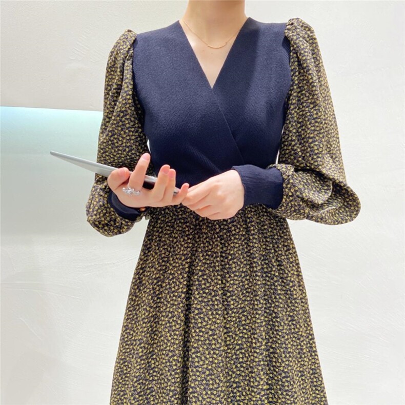 【现货】冬装新款针织拼接连衣裙,女装连衣裙,她她蜜制