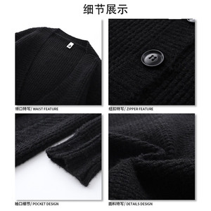 痞帅宽松文艺百搭复古慵懒风毛衣情侣款时尚潮流开衫毛衣HY601P55图片