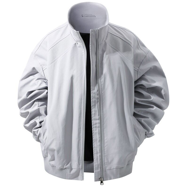 JK008立体白底春装拼接工装立领夹克聚酯纤维(M-5XL)TP35,男装夹克,电商A088